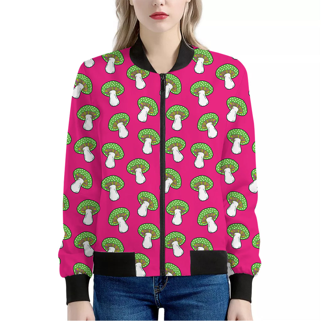 Crazy Mushroom Pattern Print Women's Bomber Jacket