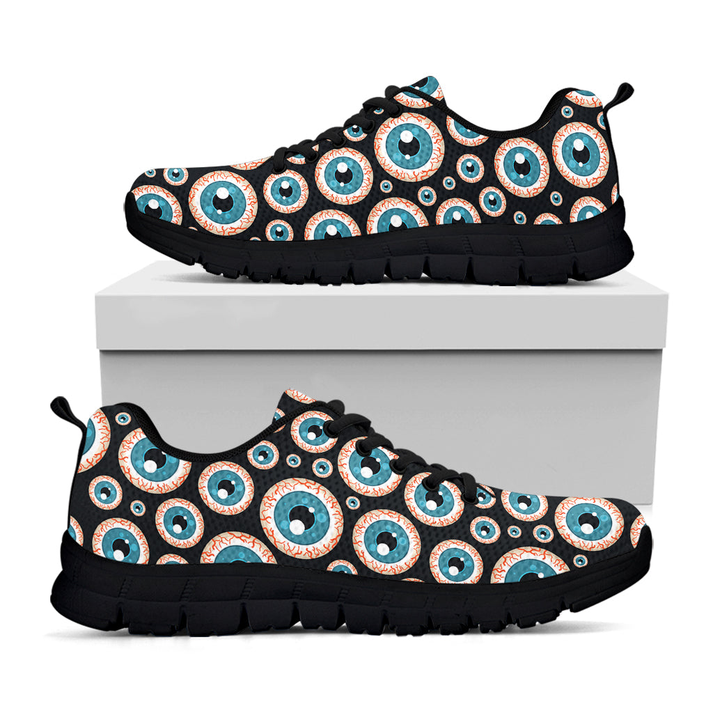 Creepy Eyeball Pattern Print Black Sneakers