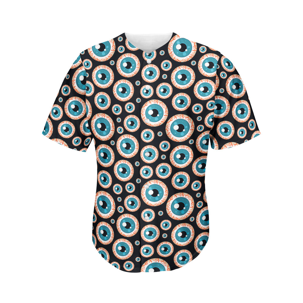 Creepy Eyeball Pattern Print Men's Baseball Jersey