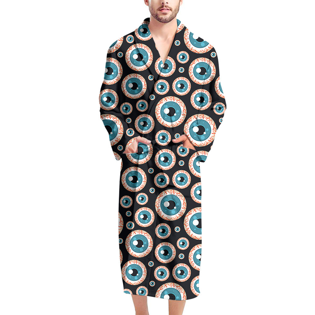 Creepy Eyeball Pattern Print Men's Bathrobe