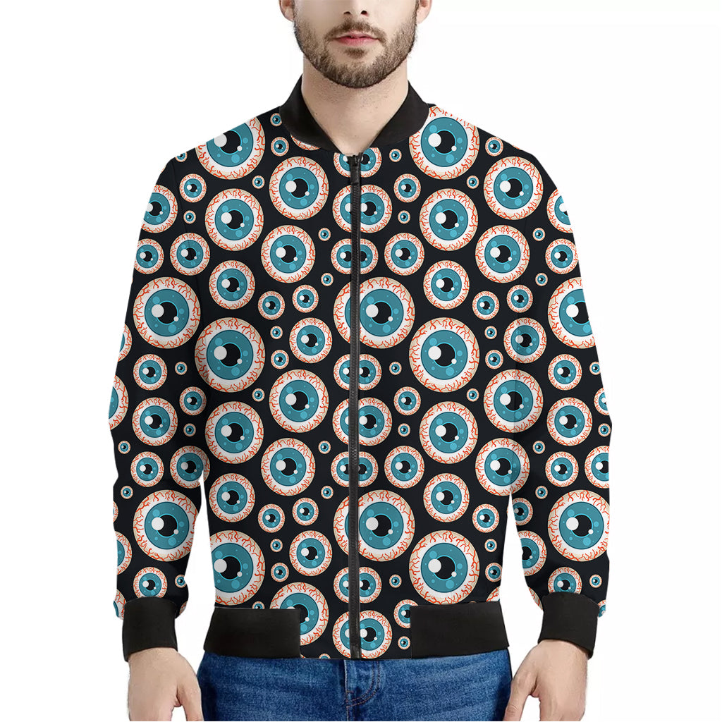 Creepy Eyeball Pattern Print Men's Bomber Jacket