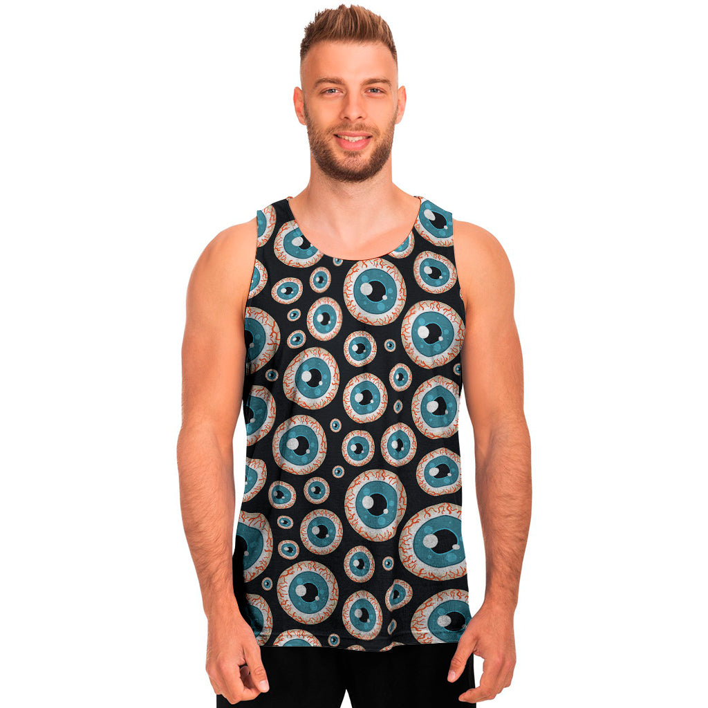 Creepy Eyeball Pattern Print Men's Tank Top