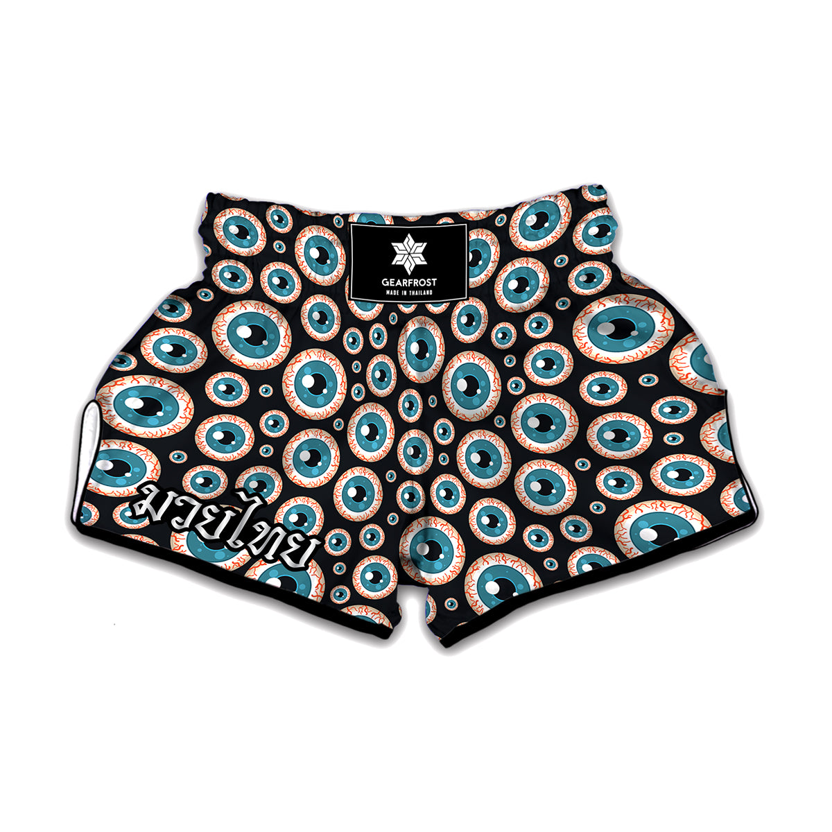 Creepy Eyeball Pattern Print Muay Thai Boxing Shorts