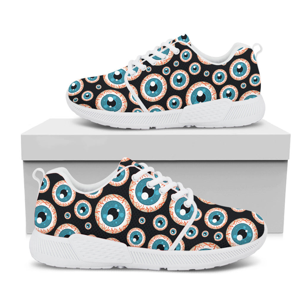 Creepy Eyeball Pattern Print White Athletic Shoes