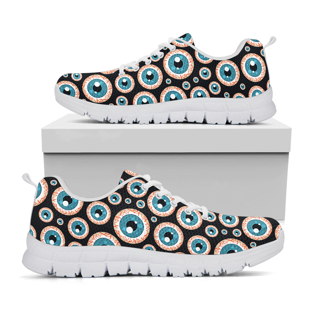 Creepy Eyeball Pattern Print White Sneakers