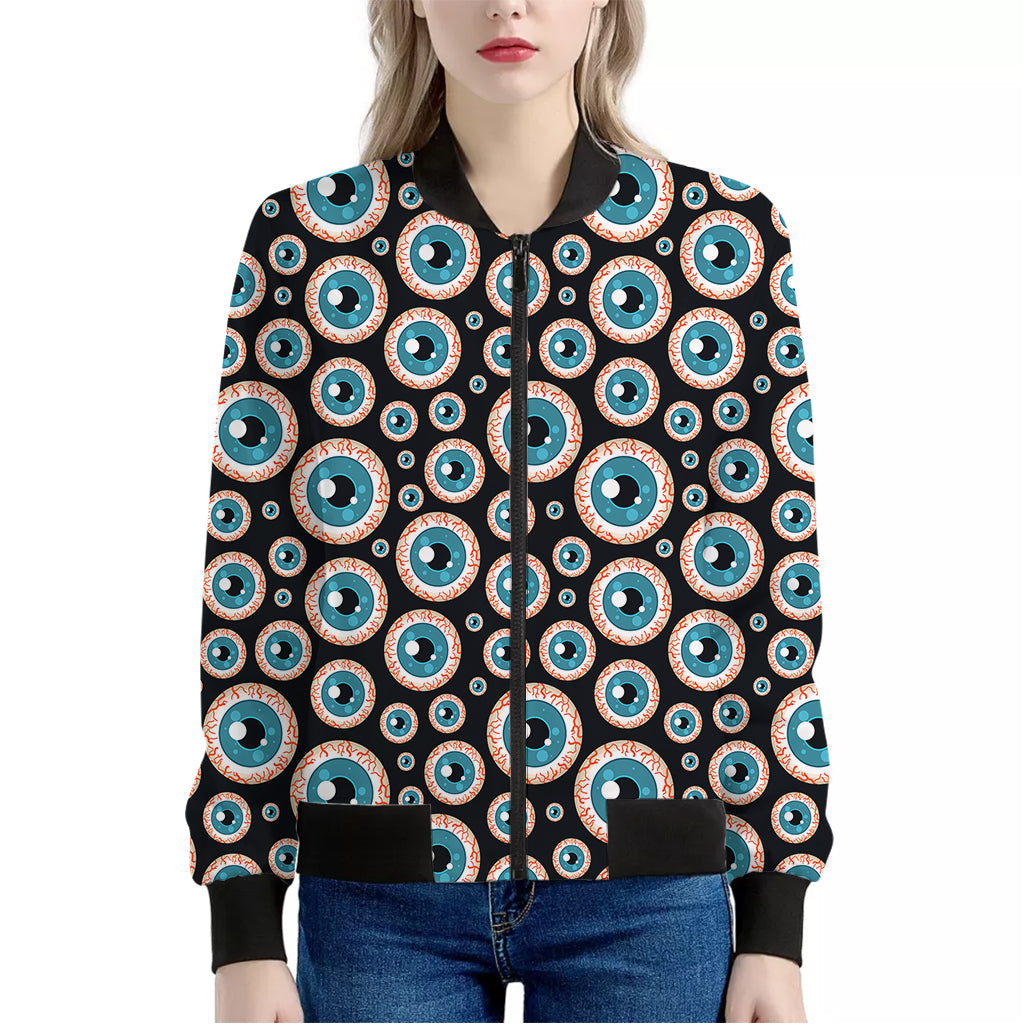 Creepy Eyeball Pattern Print Women's Bomber Jacket