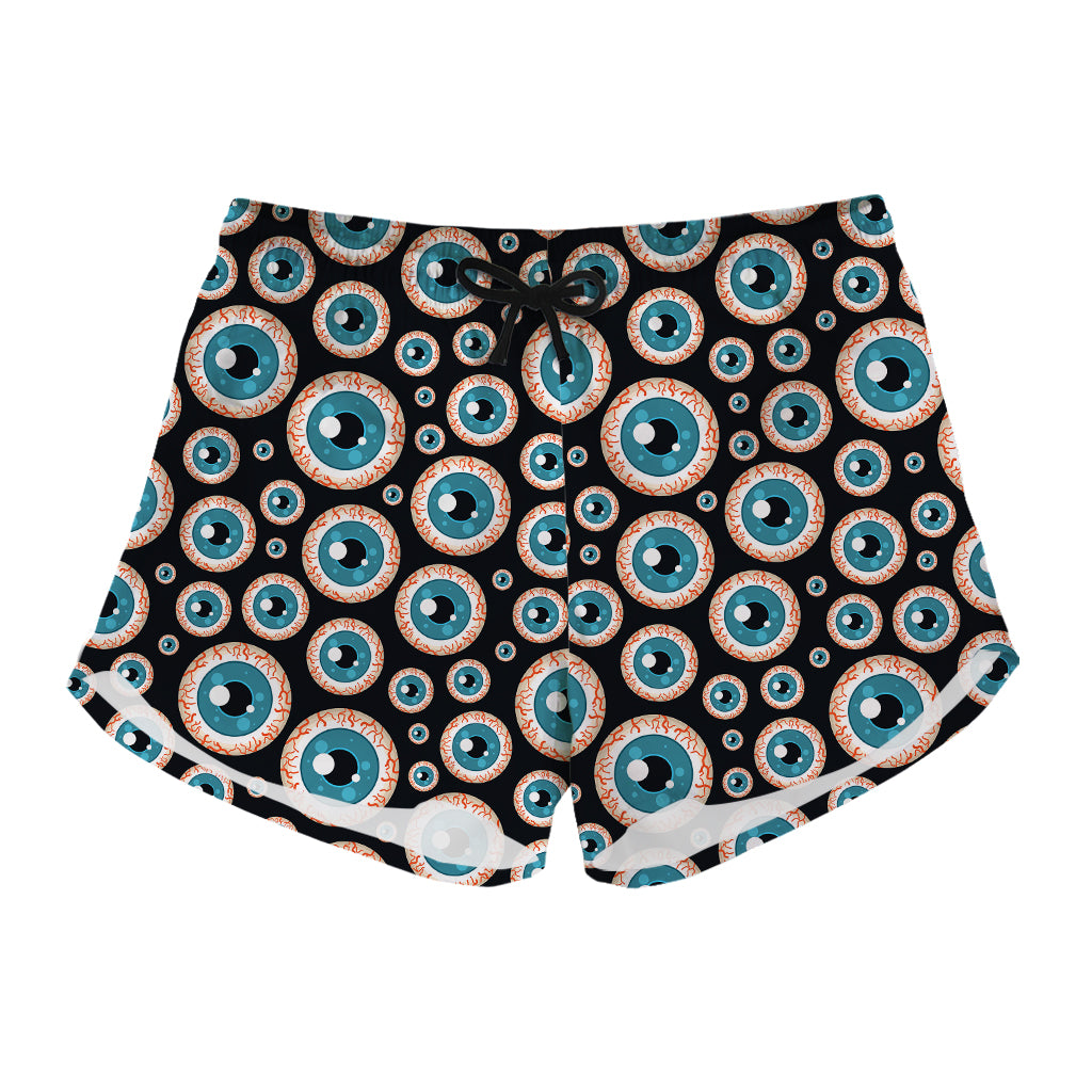 Creepy Eyeball Pattern Print Women's Shorts