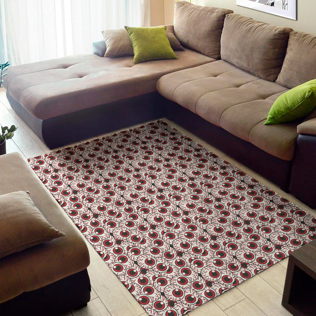 Creepy Red Eyeball Pattern Print Area Rug