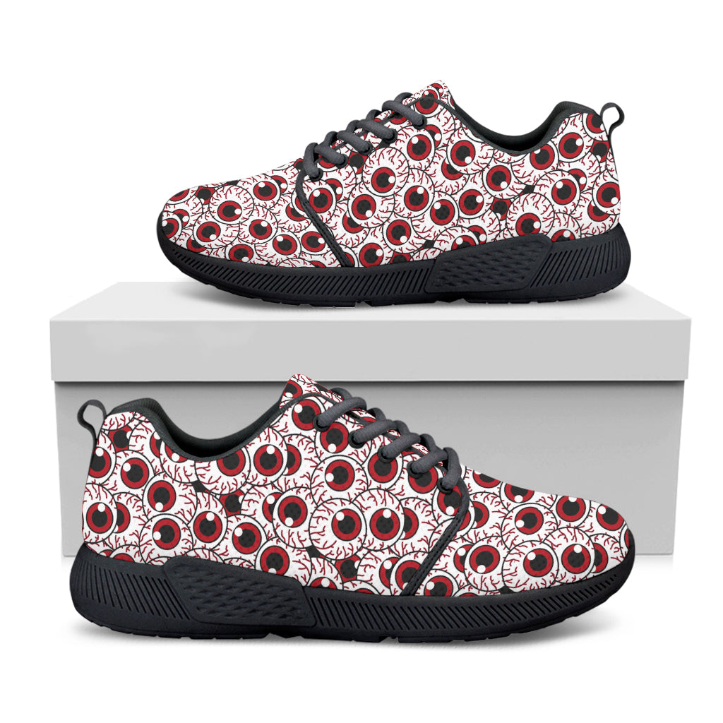 Creepy Red Eyeball Pattern Print Black Athletic Shoes