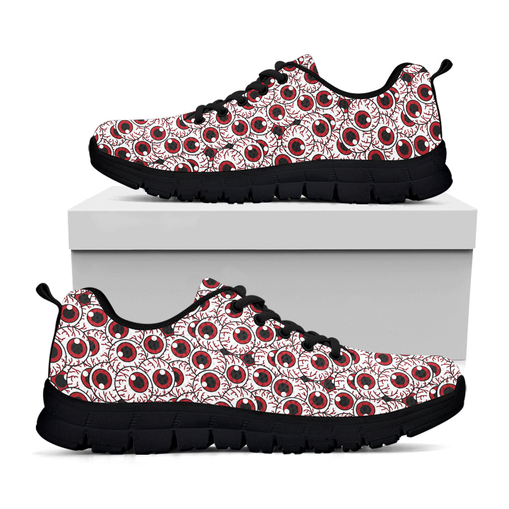 Creepy Red Eyeball Pattern Print Black Sneakers