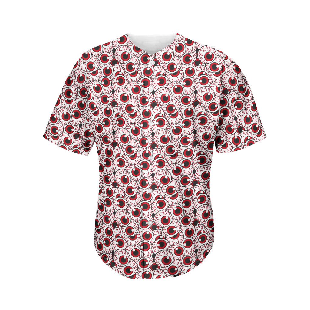 Creepy Red Eyeball Pattern Print Men's Baseball Jersey