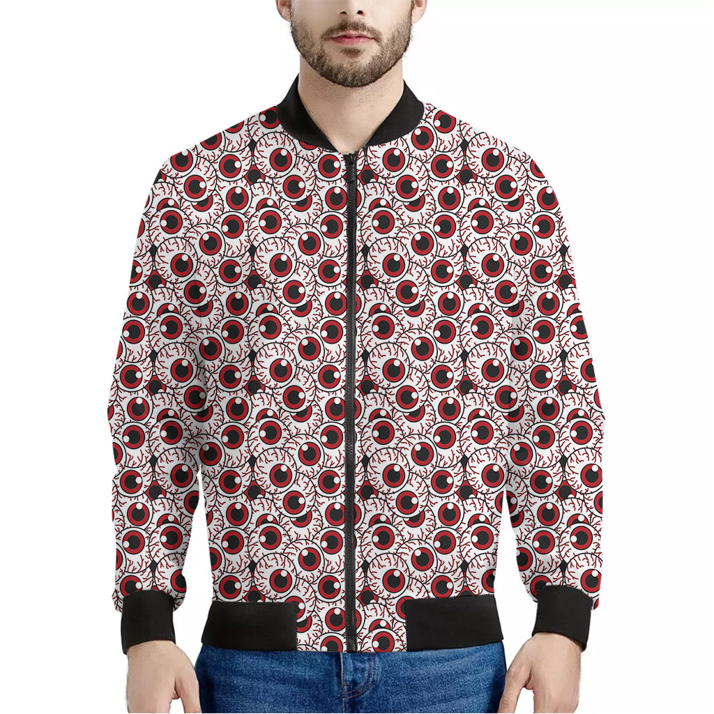 Creepy Red Eyeball Pattern Print Men's Bomber Jacket