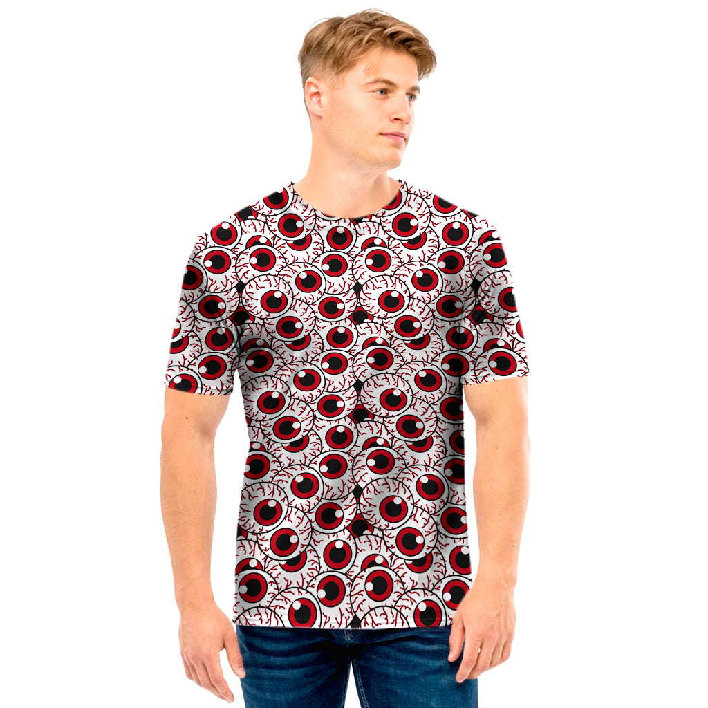 Creepy Red Eyeball Pattern Print Men's T-Shirt