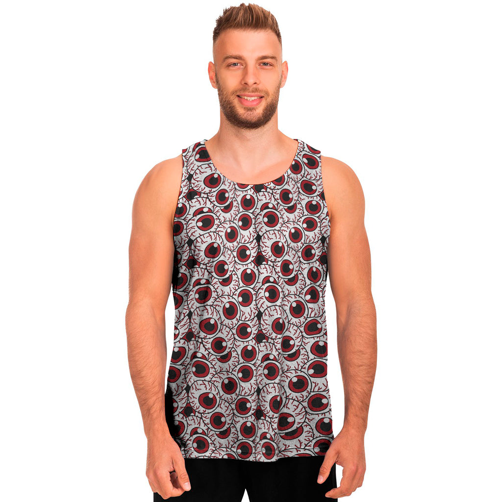 Creepy Red Eyeball Pattern Print Men's Tank Top