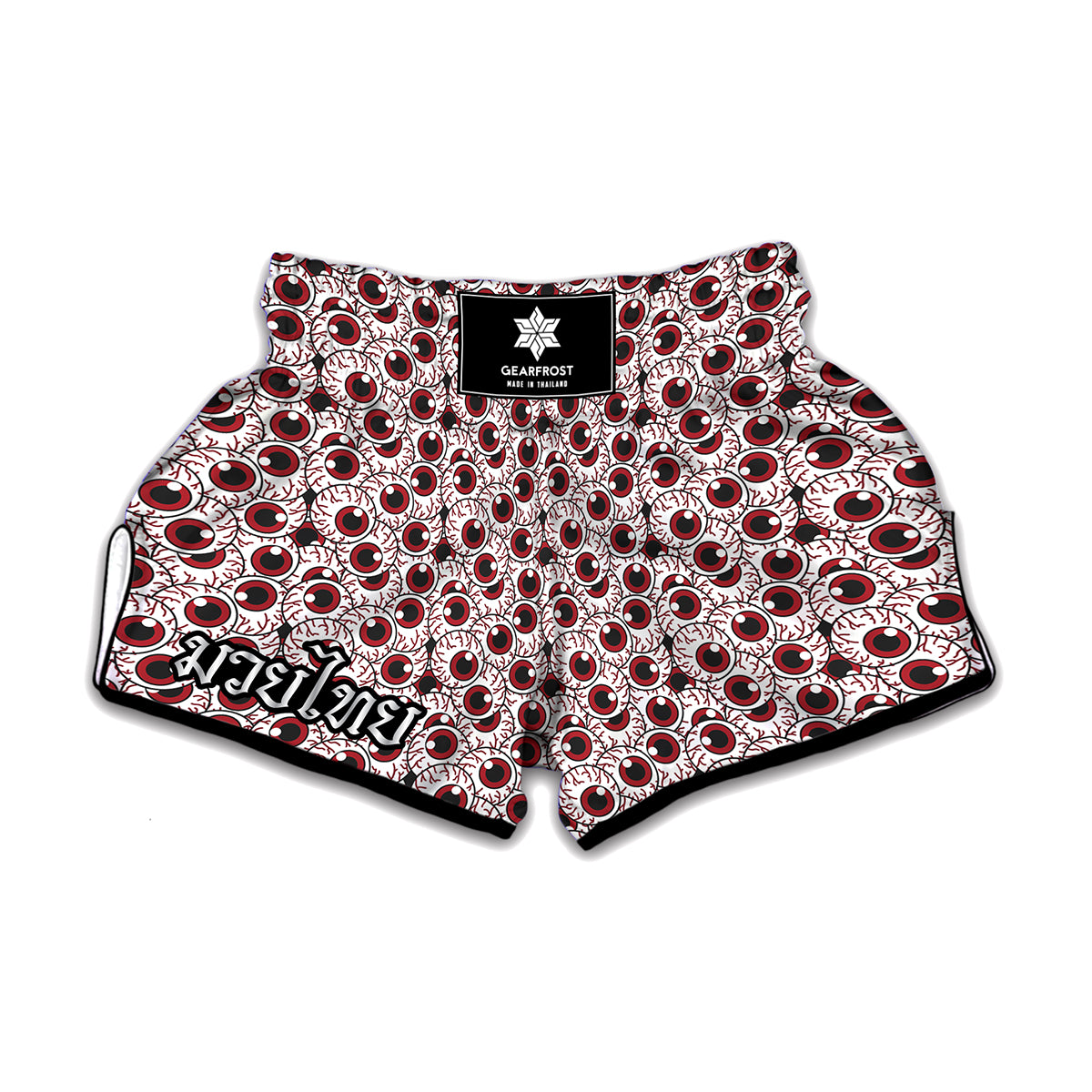 Creepy Red Eyeball Pattern Print Muay Thai Boxing Shorts