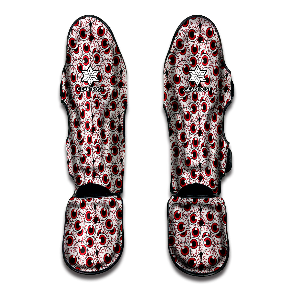 Creepy Red Eyeball Pattern Print Muay Thai Shin Guards