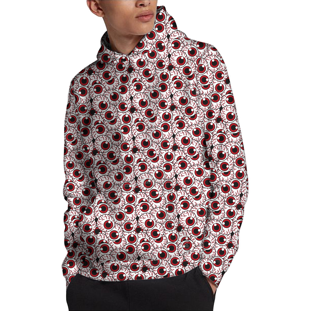 Creepy Red Eyeball Pattern Print Pullover Hoodie