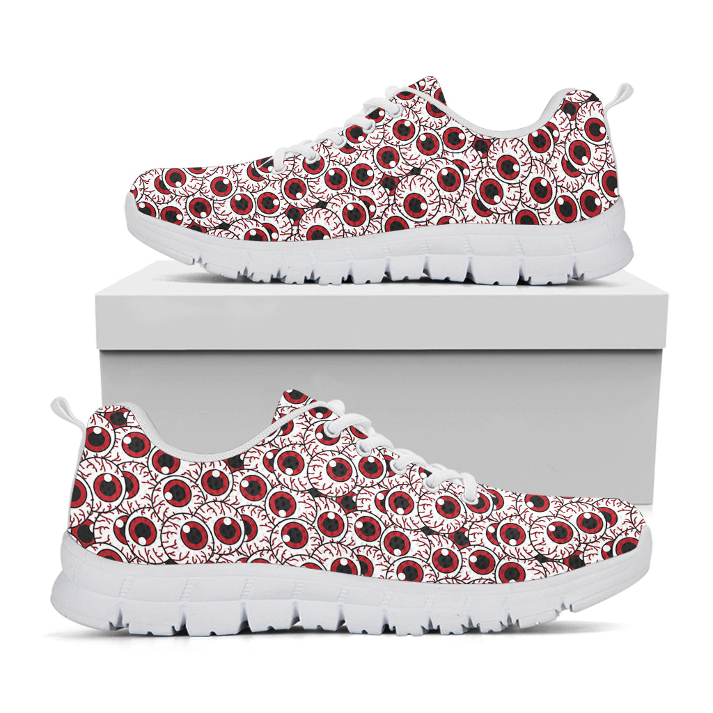 Creepy Red Eyeball Pattern Print White Sneakers