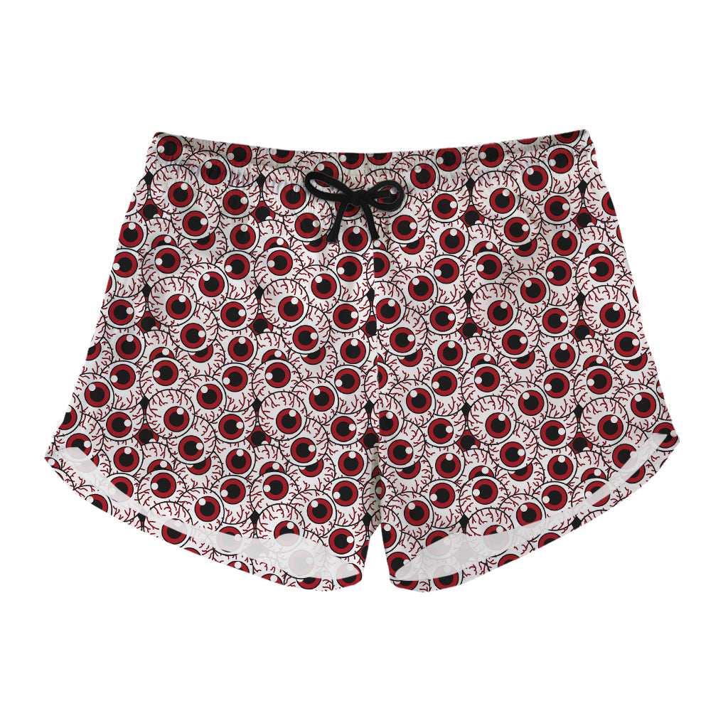 Creepy Red Eyeball Pattern Print Women's Shorts