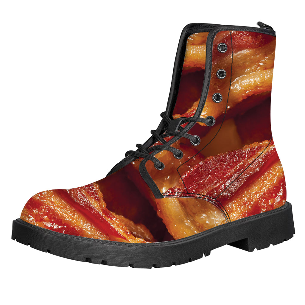 Crispy Bacon Print Leather Boots