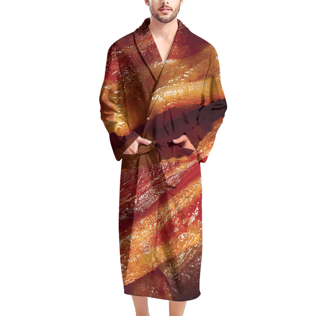 Crispy Bacon Print Men's Bathrobe