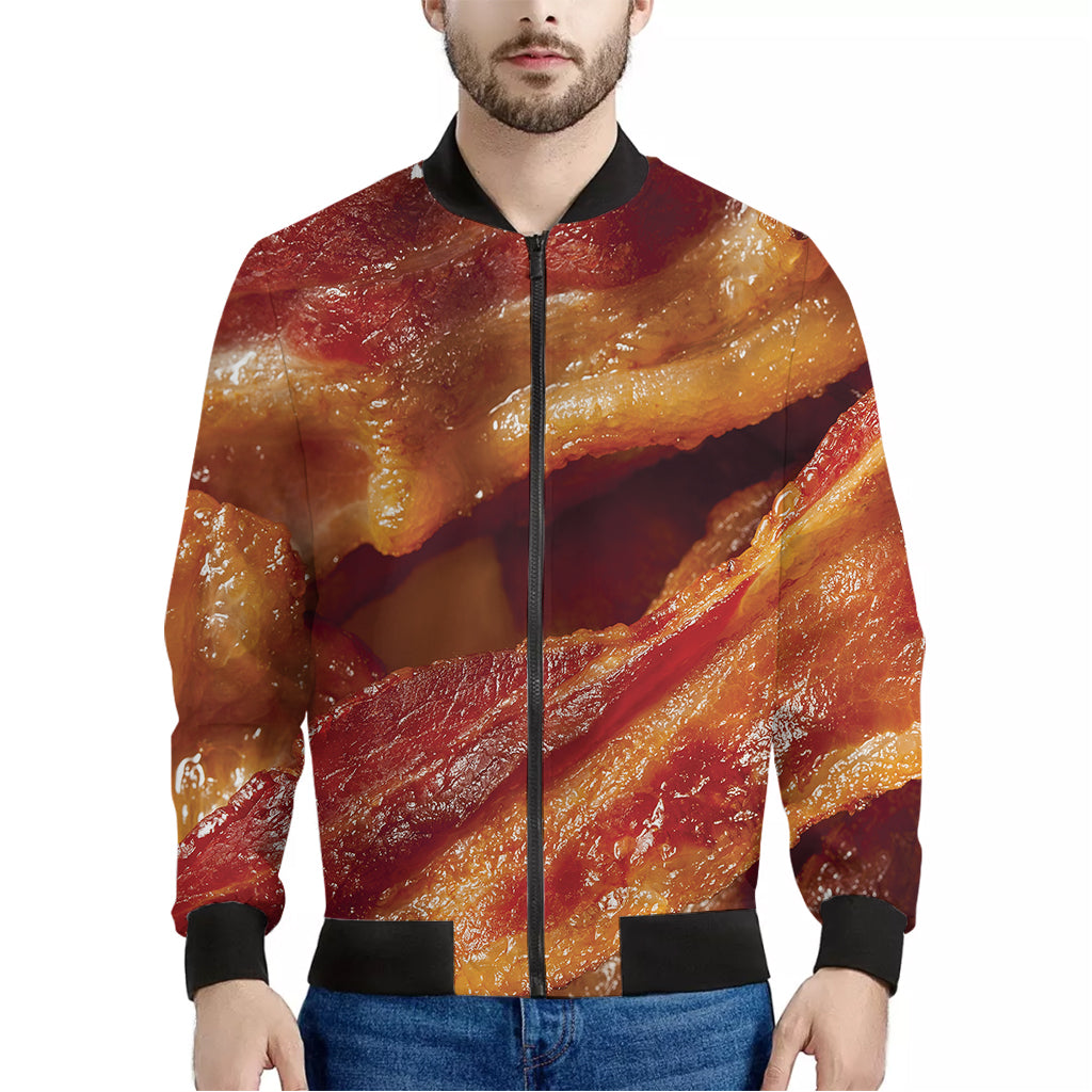 Crispy Bacon Print Men's Bomber Jacket