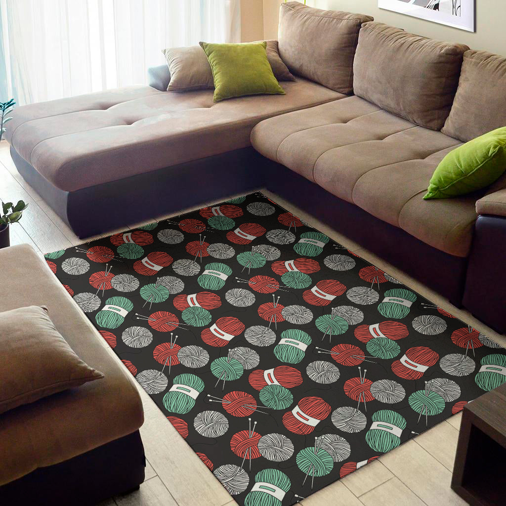 Crochet Yarn Pattern Print Area Rug