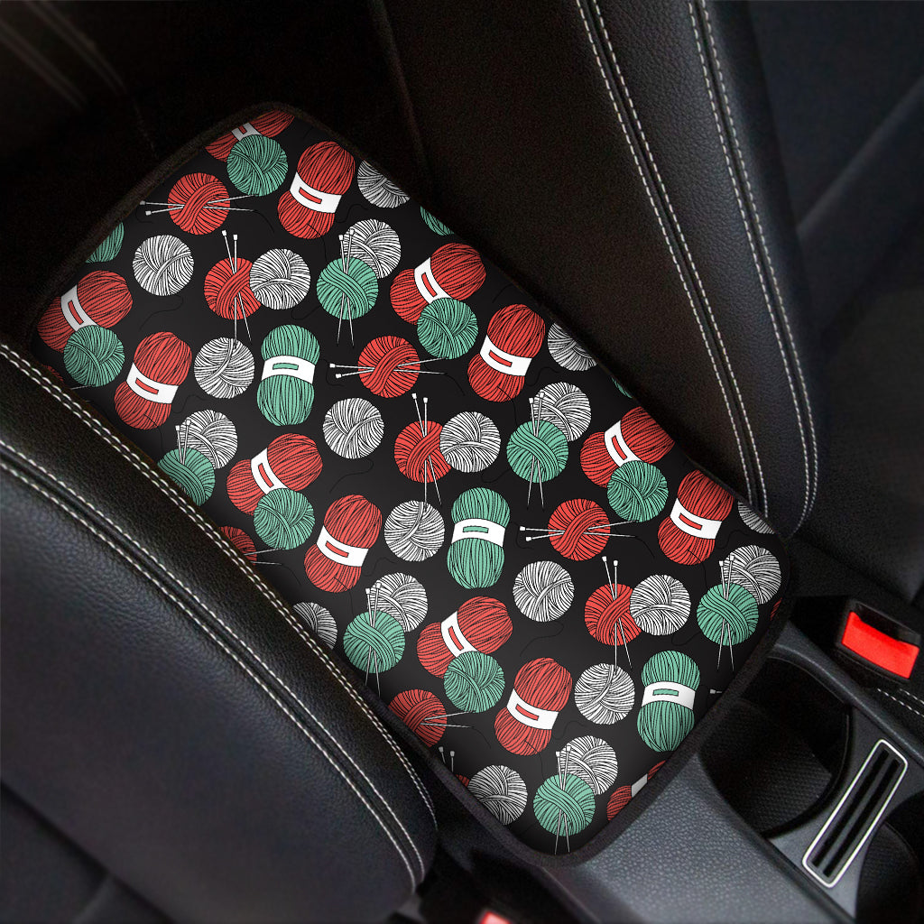 Crochet Yarn Pattern Print Car Center Console Cover