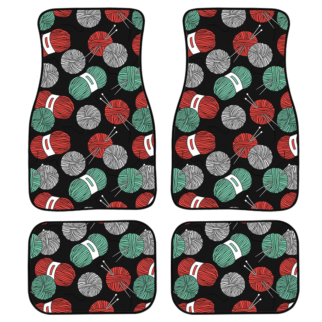 Crochet Yarn Pattern Print Front and Back Car Floor Mats