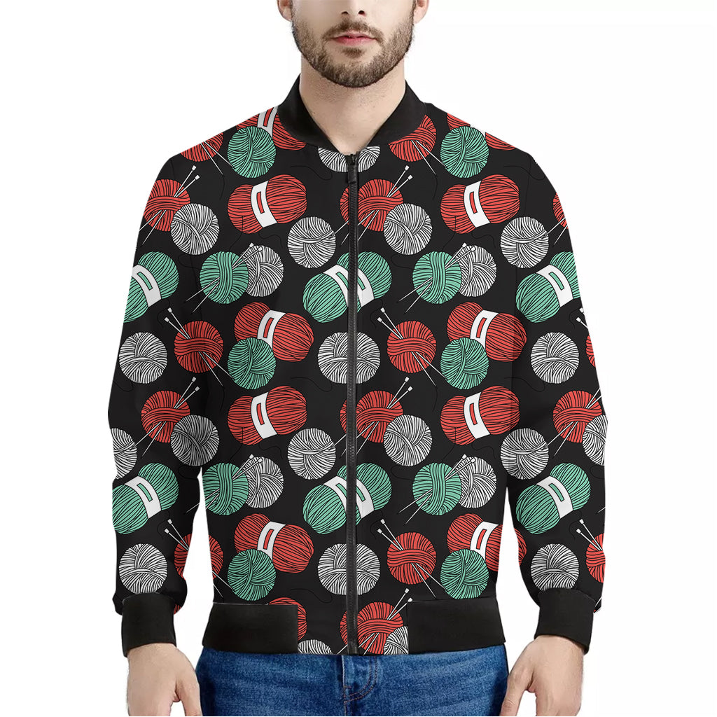 Crochet Yarn Pattern Print Men's Bomber Jacket