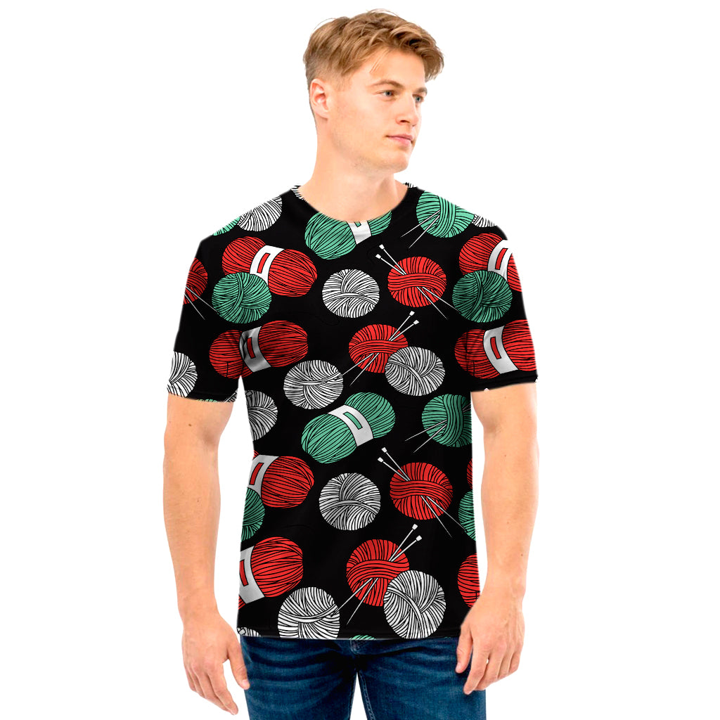 Crochet Yarn Pattern Print Men's T-Shirt