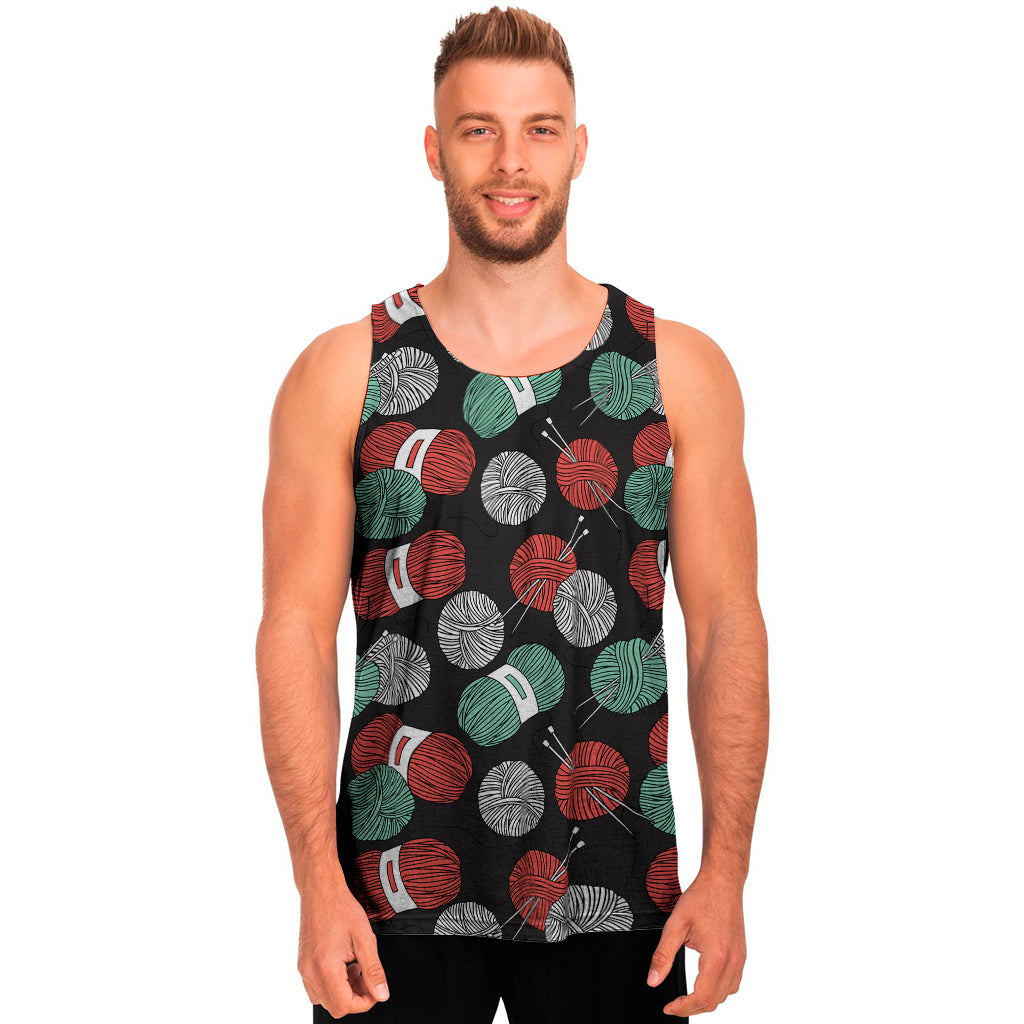 Crochet Yarn Pattern Print Men's Tank Top