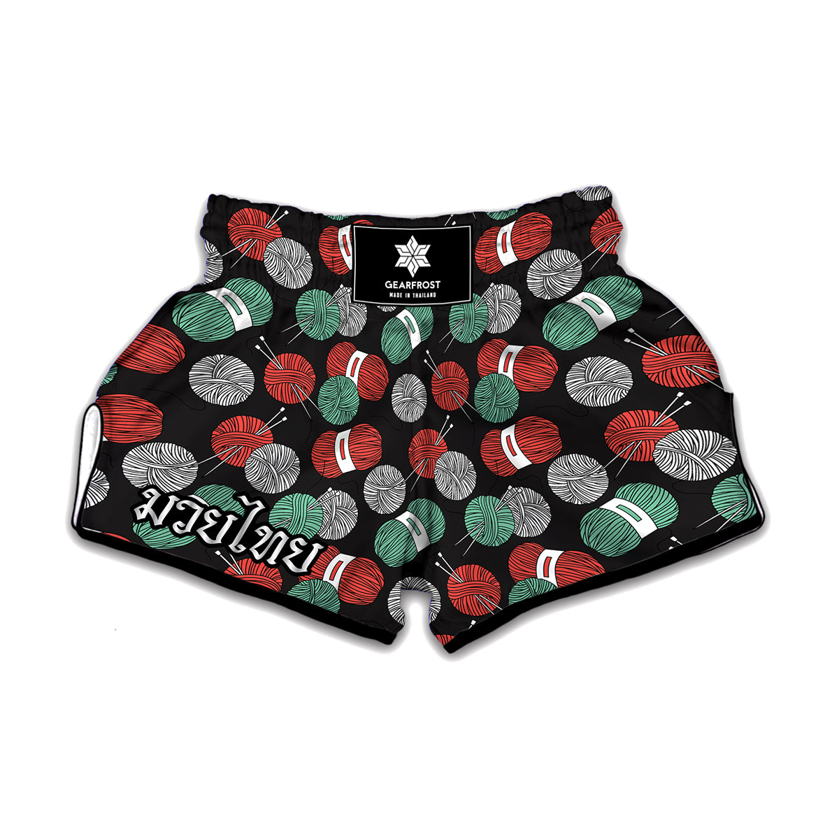 Crochet Yarn Pattern Print Muay Thai Boxing Shorts