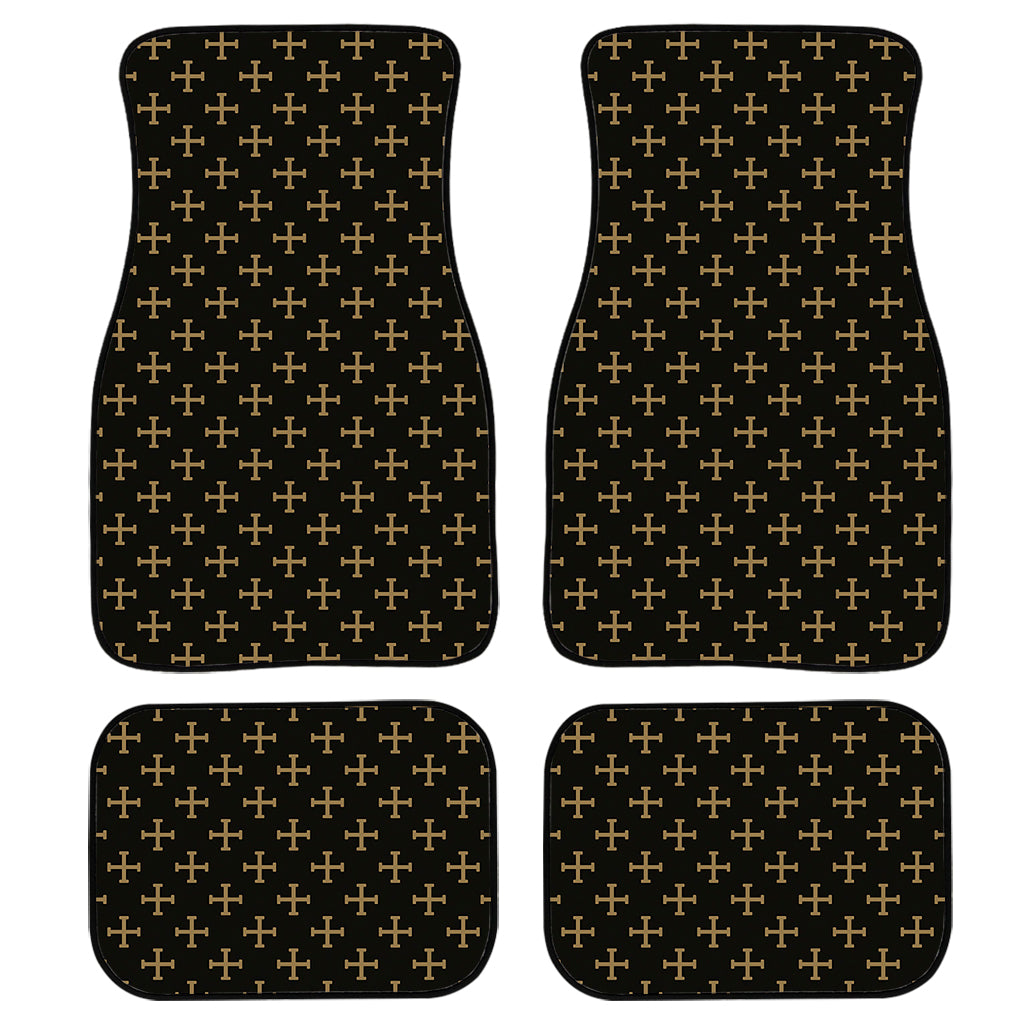 Cross Orthodox Pattern Print Front and Back Car Floor Mats