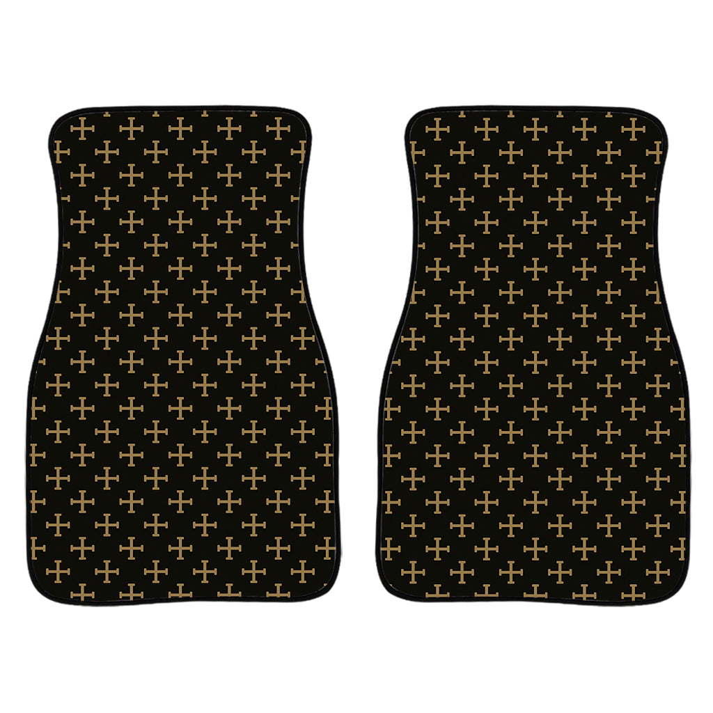 Cross Orthodox Pattern Print Front Car Floor Mats