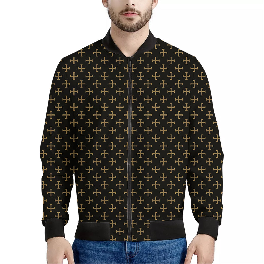 Cross Orthodox Pattern Print Men's Bomber Jacket