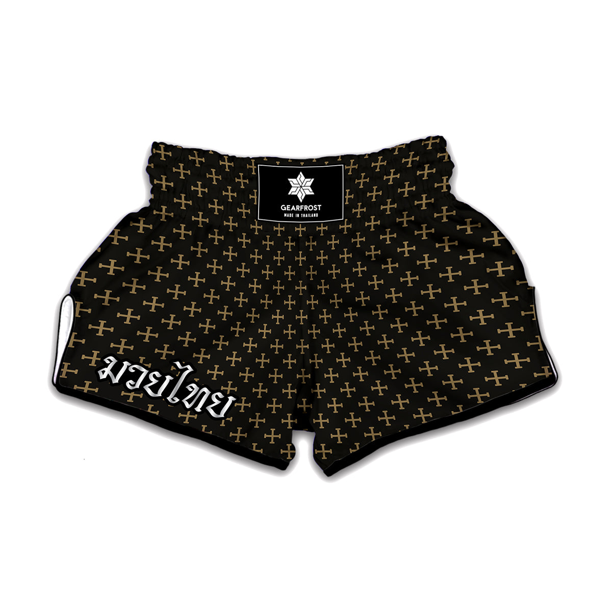 Cross Orthodox Pattern Print Muay Thai Boxing Shorts