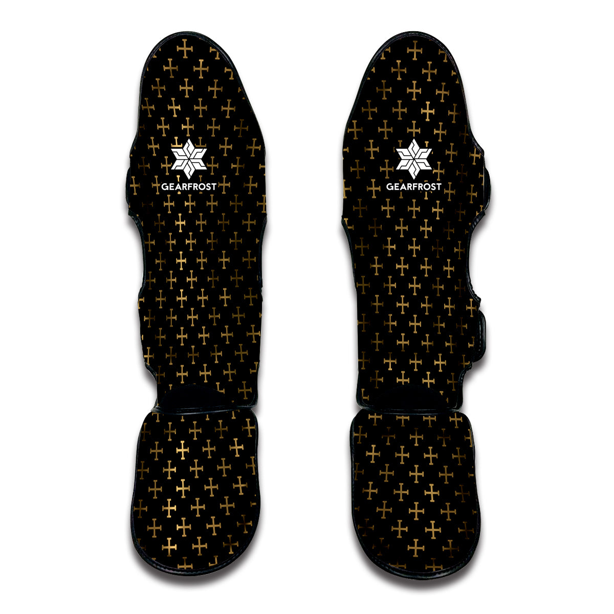 Cross Orthodox Pattern Print Muay Thai Shin Guards