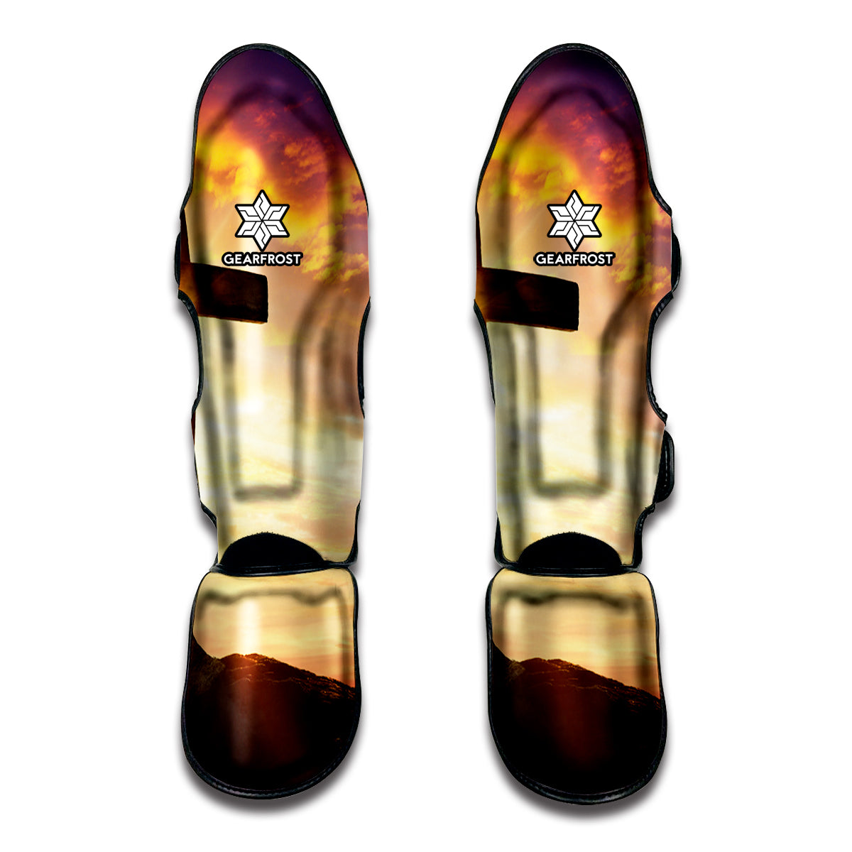 Crucifixion Of Jesus Christ Print Muay Thai Shin Guards