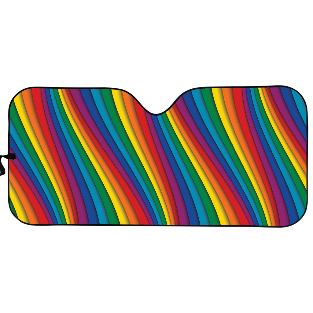 Curved Rainbow Pattern Print Car Sun Shade