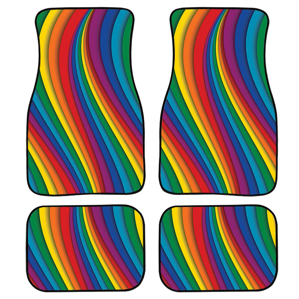 Curved Rainbow Pattern Print Front and Back Car Floor Mats