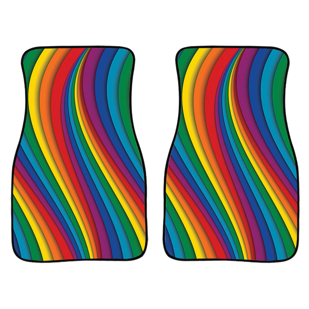 Curved Rainbow Pattern Print Front Car Floor Mats