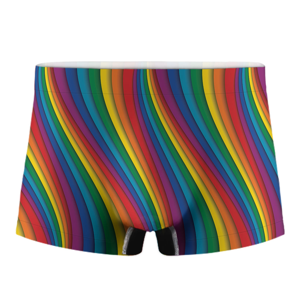 Curved Rainbow Pattern Print Men's Boxer Briefs