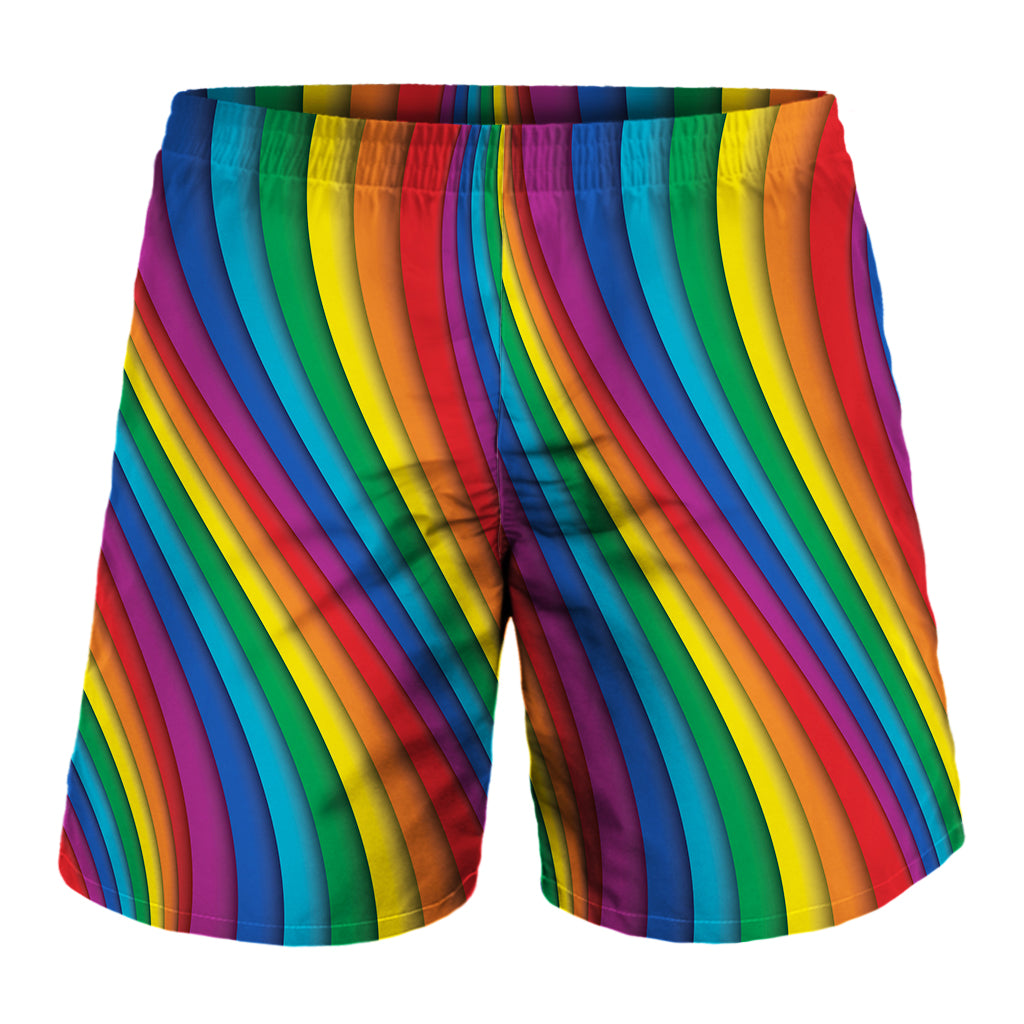 Curved Rainbow Pattern Print Men's Shorts