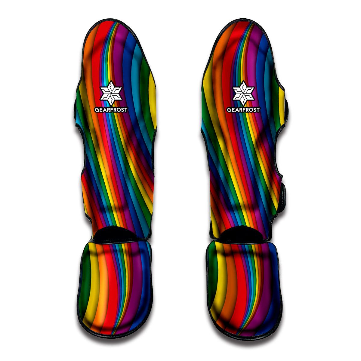 Curved Rainbow Pattern Print Muay Thai Shin Guards