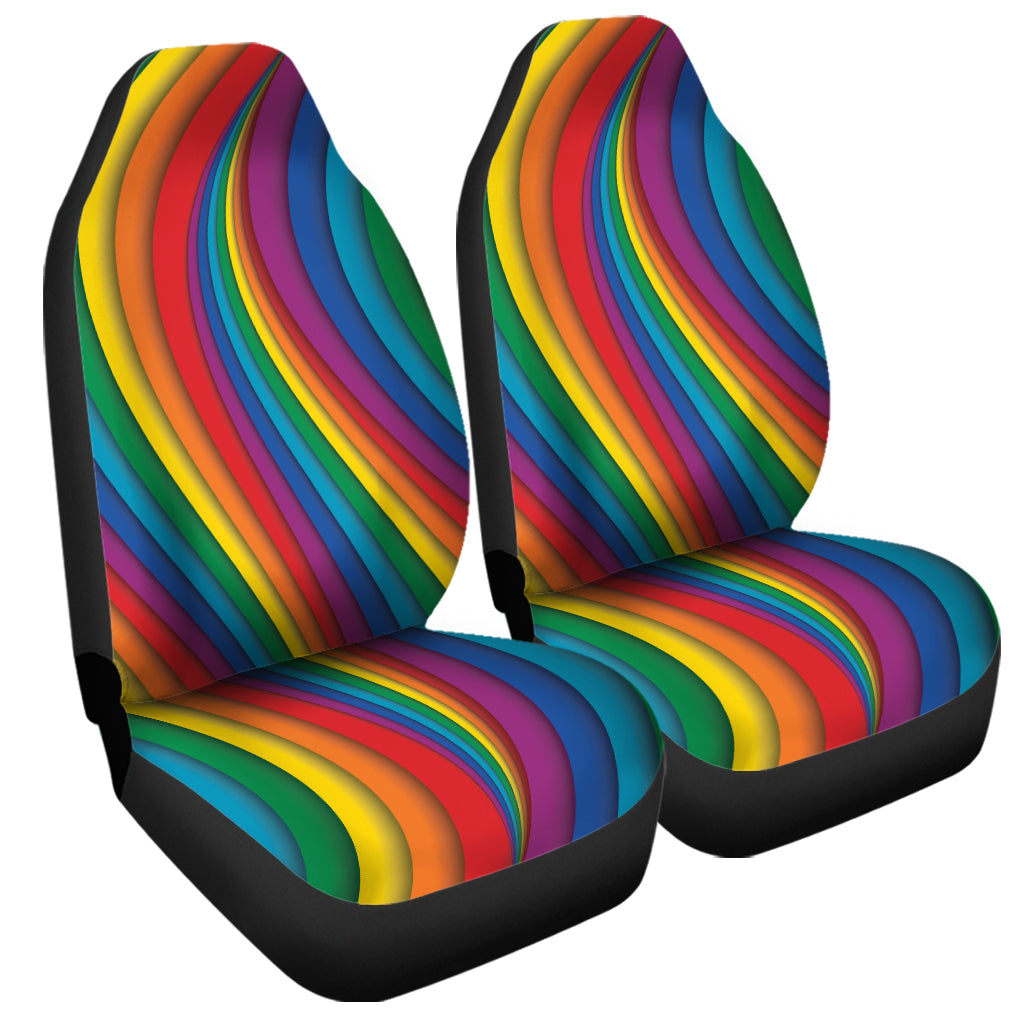 Curved Rainbow Pattern Print Universal Fit Car Seat Covers