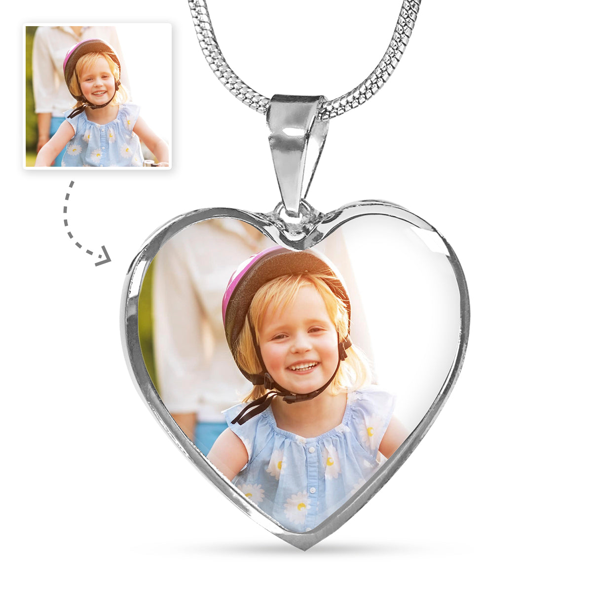 Custom Engravable Heart Necklace - Silver & Gold