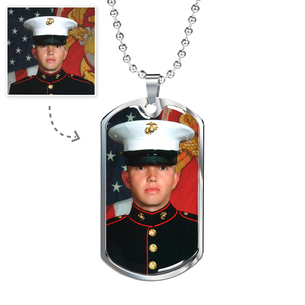 Custom Engravable Military Dog Tag Necklace - Silver & Gold