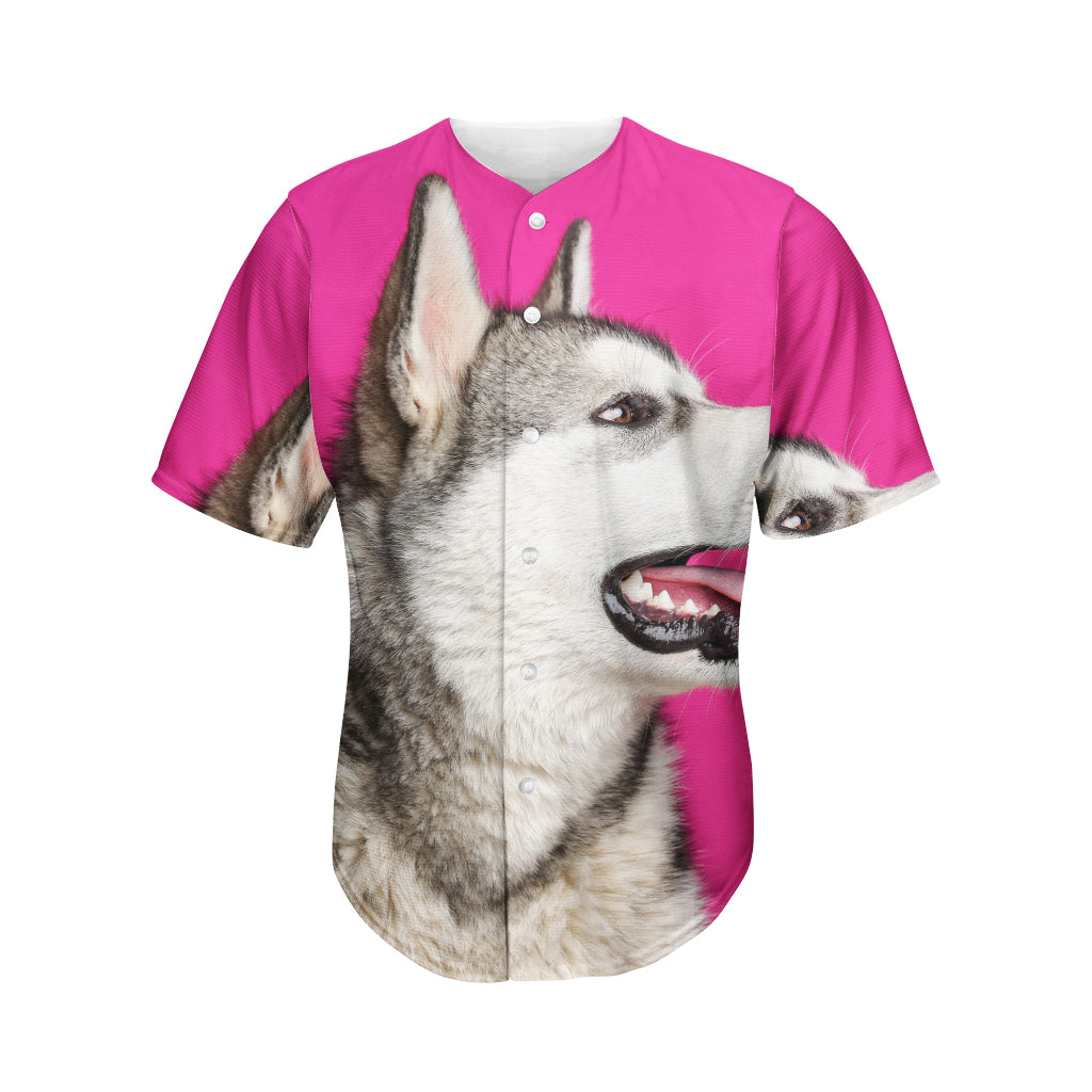 Cute Alaskan Malamute Print Men's Baseball Jersey