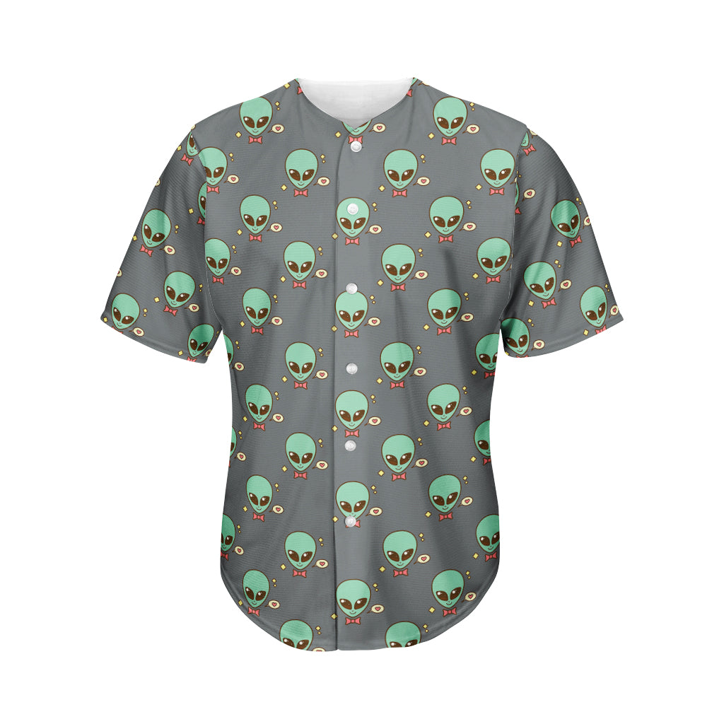 Cute Alien With Bow Tie Print Men's Baseball Jersey